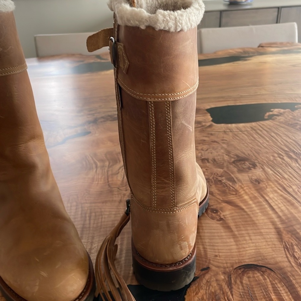 Penelope Chilvers Midcalf leather wool lined Tassel Boots.